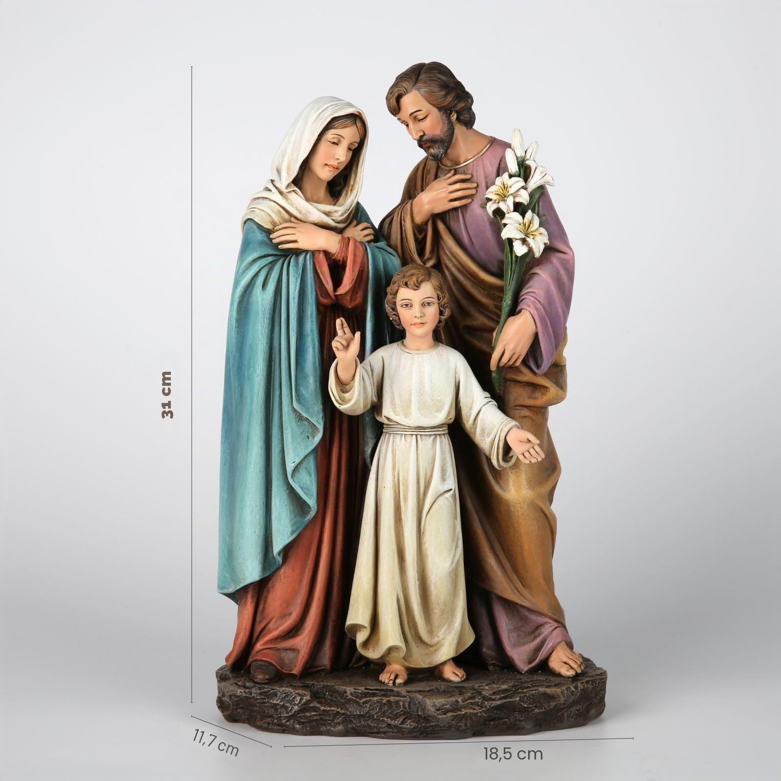 BC katholische Heilige Familie, Statue Jugend Jesus, St.Josef, Jungfrau Maria, Inneneinrichtung, inspirierende Heimdekoration, Weihnachtskollektion, religiöses Geschenk, 30,5 cm H Renaissance-Skulptur