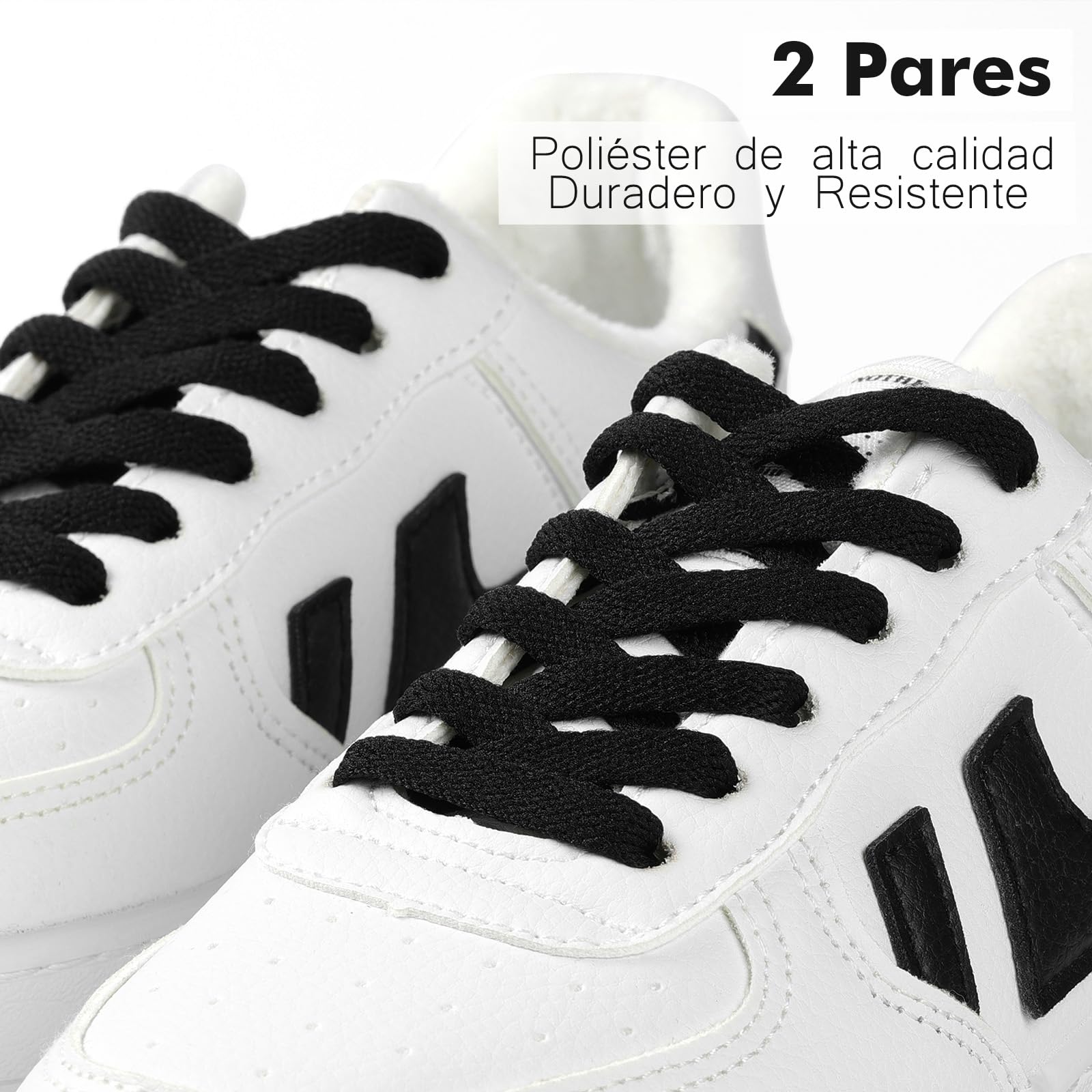 Stepace 2 Pares Cordones Planos,8mm de Ancho,Cordones Reemplazo para Zapatillas,Zapatos - 2