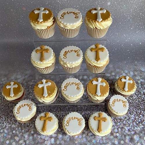 Miniatura 5 de INKU - 2 piezas de decoración de bautizo, molde de cruz, molde de cruz, bautismo, fiesta, fondant, bautizo, magdalena, pastel, silicona, para baby