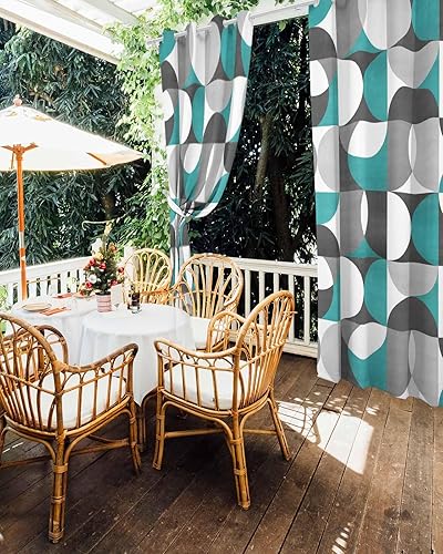 Miniatura 5 de Abstract Aqua Outdoor Curtains for Patio Waterproof Drapery, Grommet Window Curtain Drapes for Living Room, Bedroom, Doorway, Kitchen, Cafe, Porch,