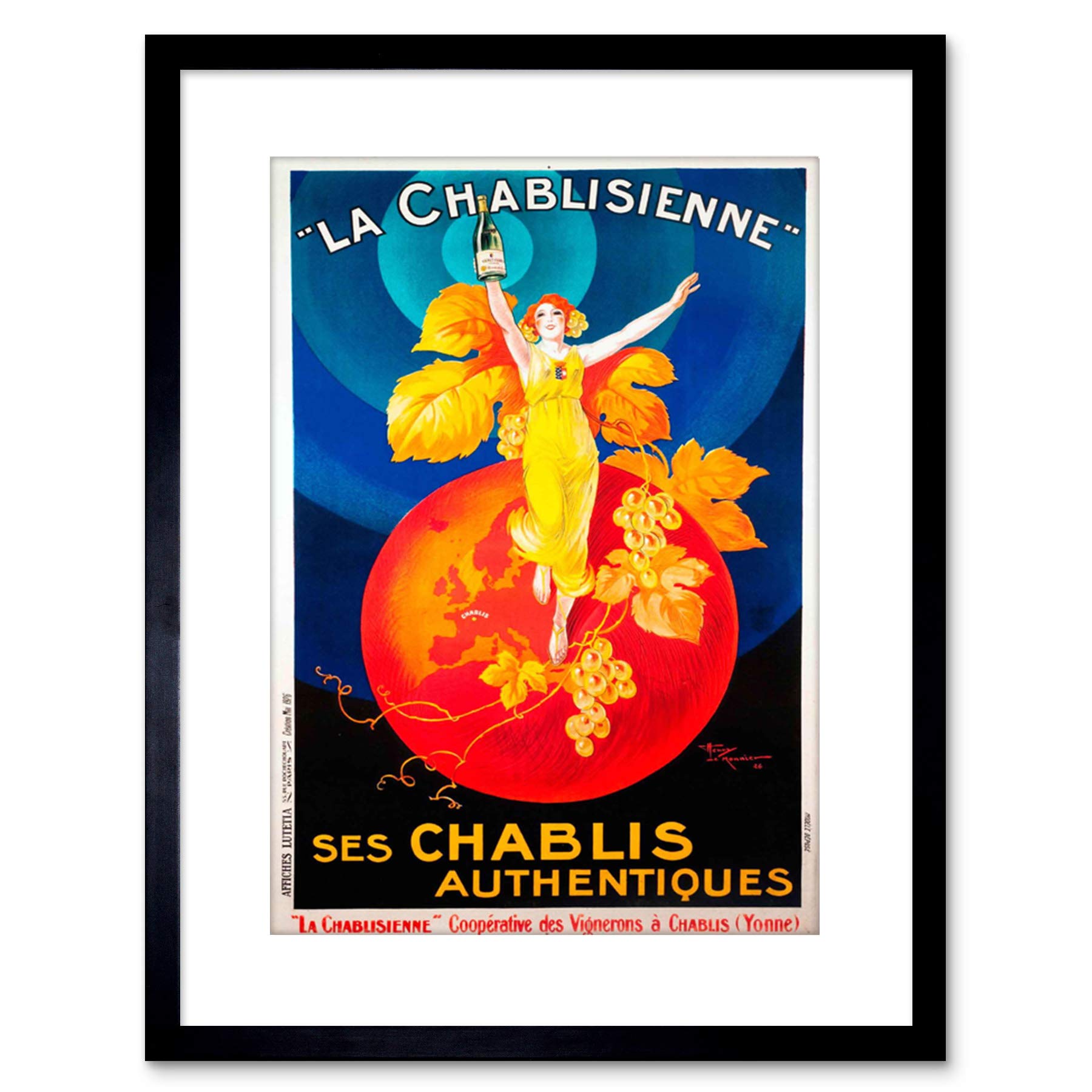 Wee Blue Coo Ad Chablis Wine Photo Framed Wall Art Print