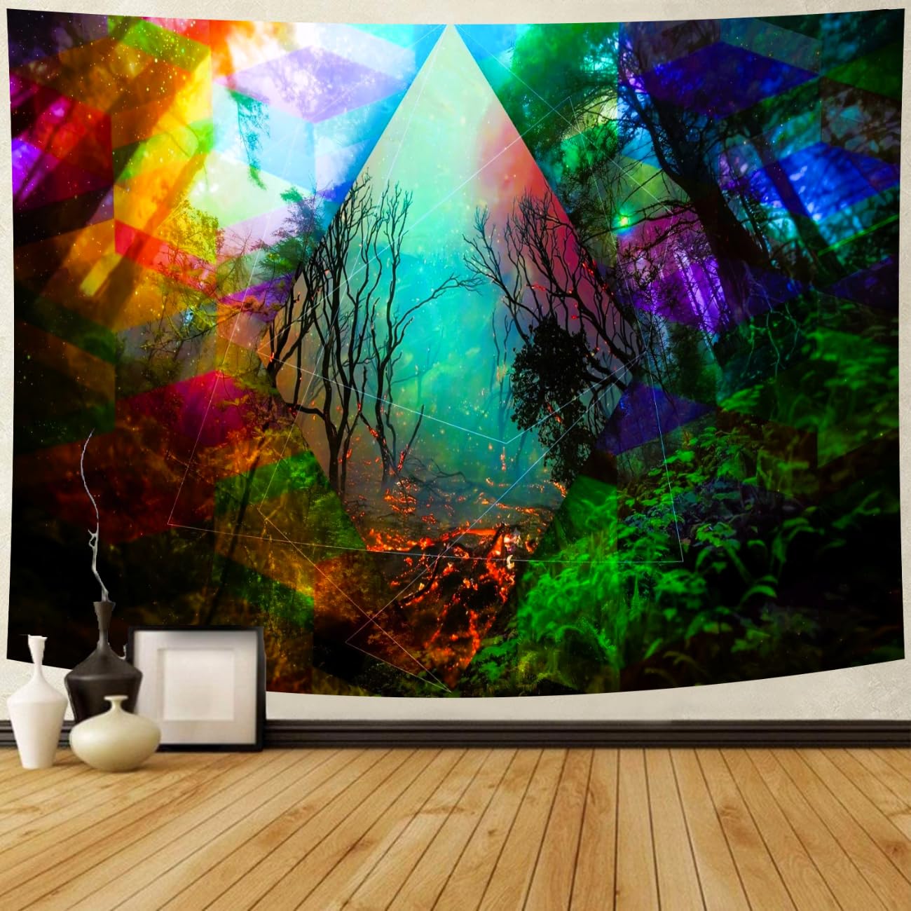 Delur Arazzo Foresta Pluviale Con Sentiero – 150x130 Cm, Stampa 3D, Poliestere Morbido, Per Parete, Copriletto, Spiaggia, Decorazione Camera