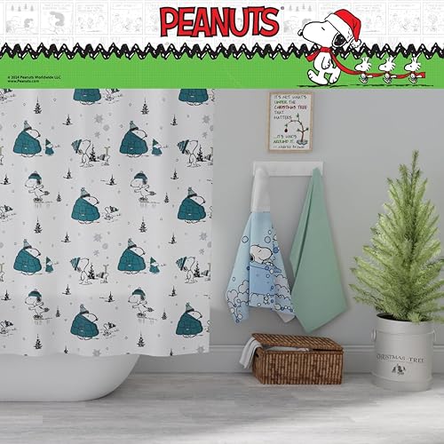 Miniatura 110 de Franco Juego de cortina de ducha y anillos de 13 piezas de Peanuts (producto 100% oficial)