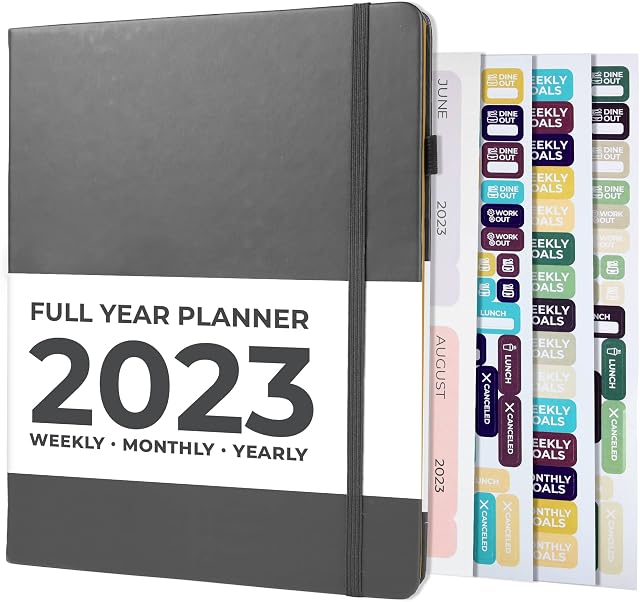Little More Dated Monthly & Weekly Planner 2023  January to December  Premium Organizer Notebook & Productivity Journal  Includes Productivity & Calendar Stickers in Gift Box  Gray Gold