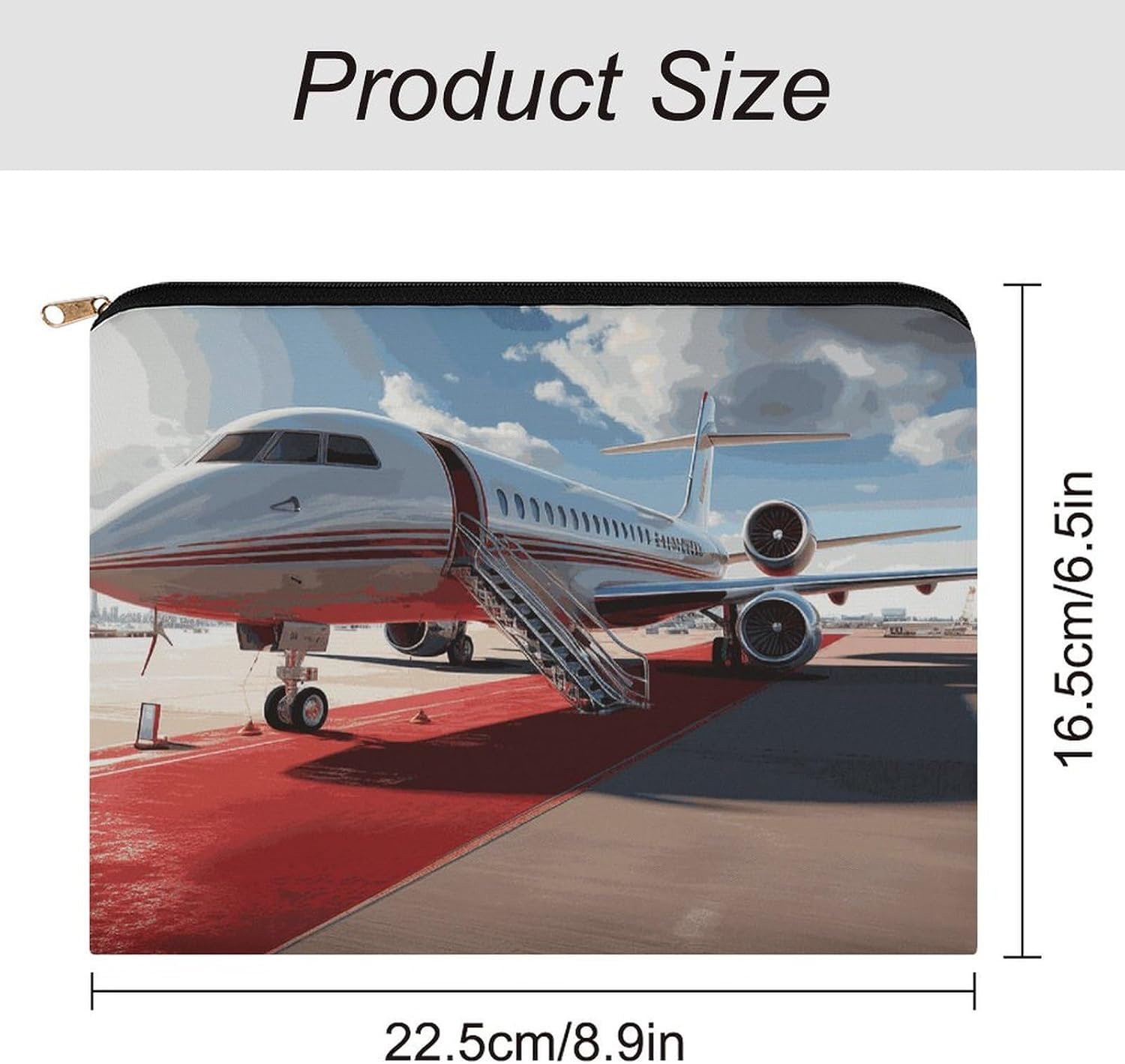 Red Carpet Airplane Makeup Bag for Travel, Large Capacity Toiletry Bag with Zipper, Leather Cosmetic Organizer Bag, Waterproof Cosmetic Storage Case with Hook, Makeup Case image 2