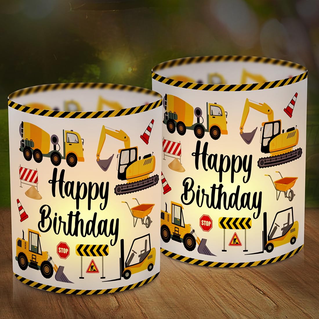 12 Lantern Table Decoration Birthday, Happy Birthday Table Decoration, Construction Site Lantern Table Decoration, Digger Birthday Decoration, Construction Vehicle Lantern Suitable for Boys Girls