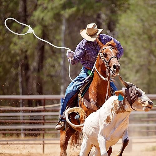 Miniatura 6 de Berlune Cuerda lazo pre-atado vaquero truco Lariat lazo lazo nudo, 516" x 30'