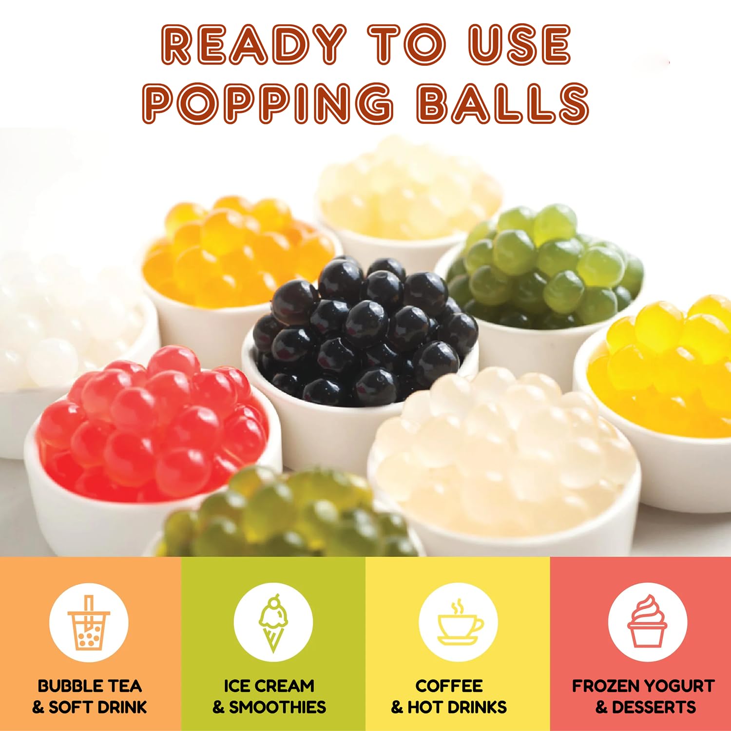 Fanale Strawberry Mango Lychee Popping Boba Pearls, Vegan, Non GMO, Gluten Free, Fat Free, Perfect for Bubble Tea, Smoothies, Ice Cream, Desserts, and Beverages 3 lb (1 lb X 3)