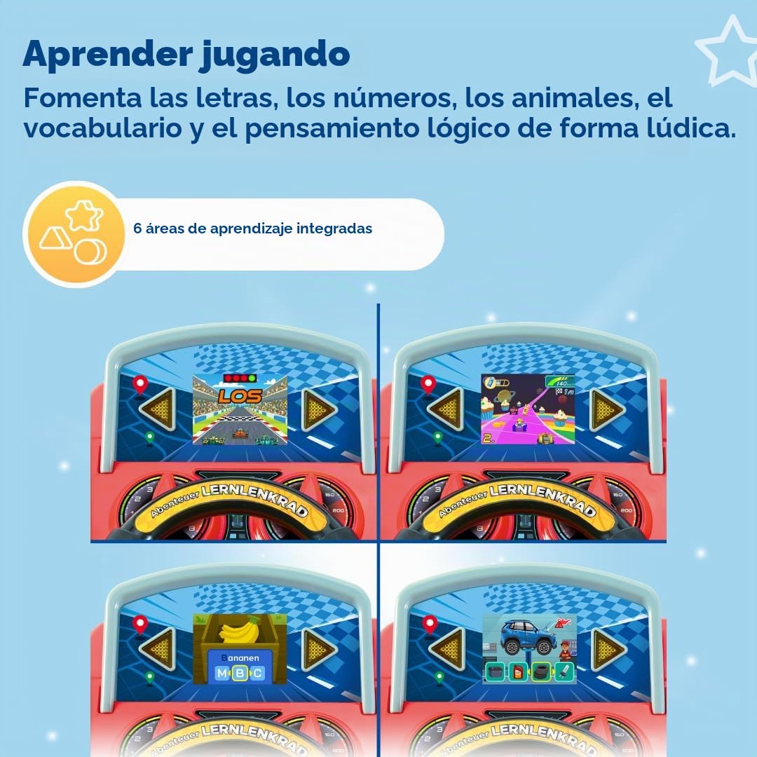 VTech Volante de Aprendizaje de Aventura – Volante Interactivo con Pantalla LCD a Color, 3 Modos de Juego, numerosos contenidos de Aprendizaje y 23 melodías – para niños de 3 a 7 años