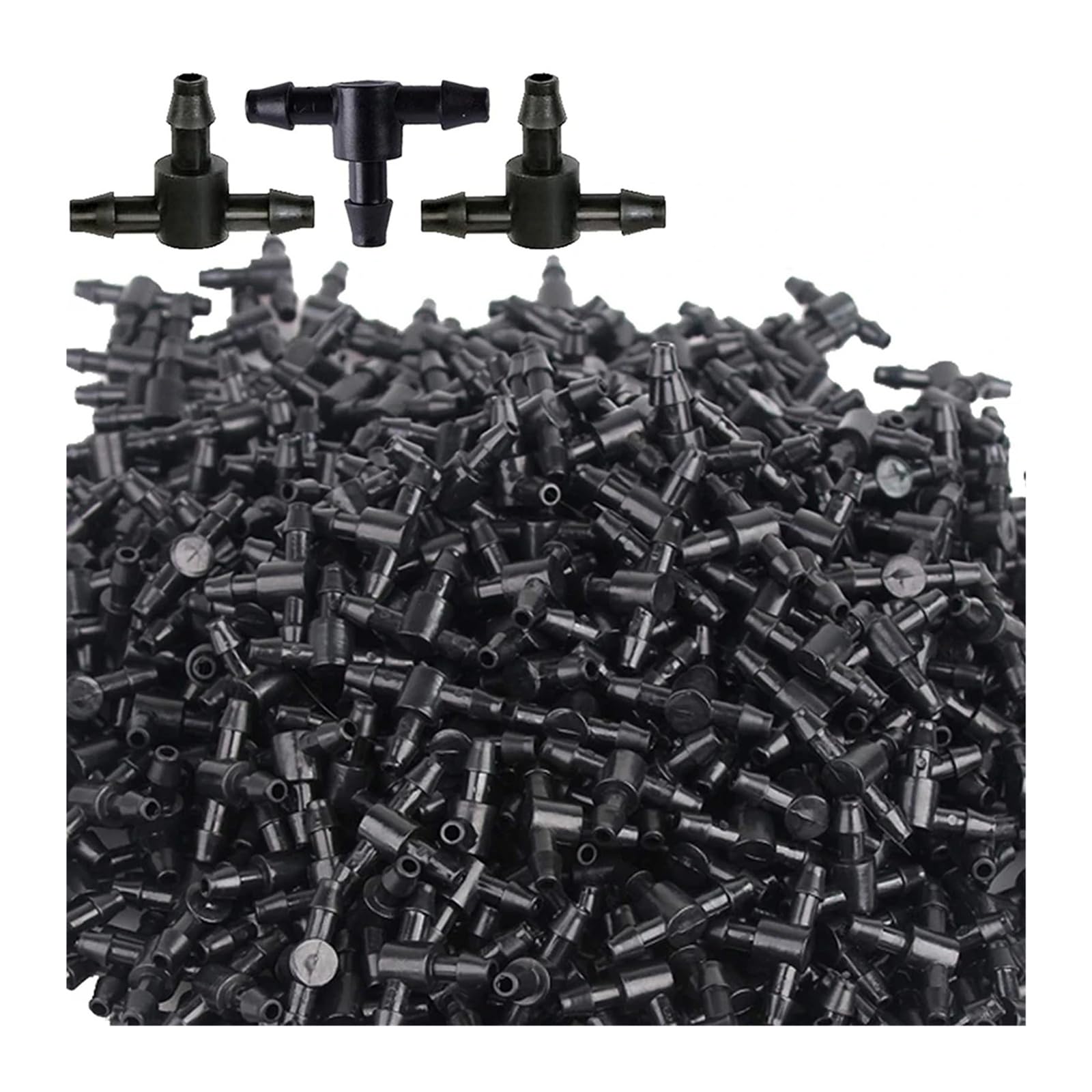 Conector de Manguera de riego por Goteo de Tres vías, Conector de púas, Apto for Sistemas de riego por aspersión, tuberías de 4 mm/7 mm.(500 PCS)