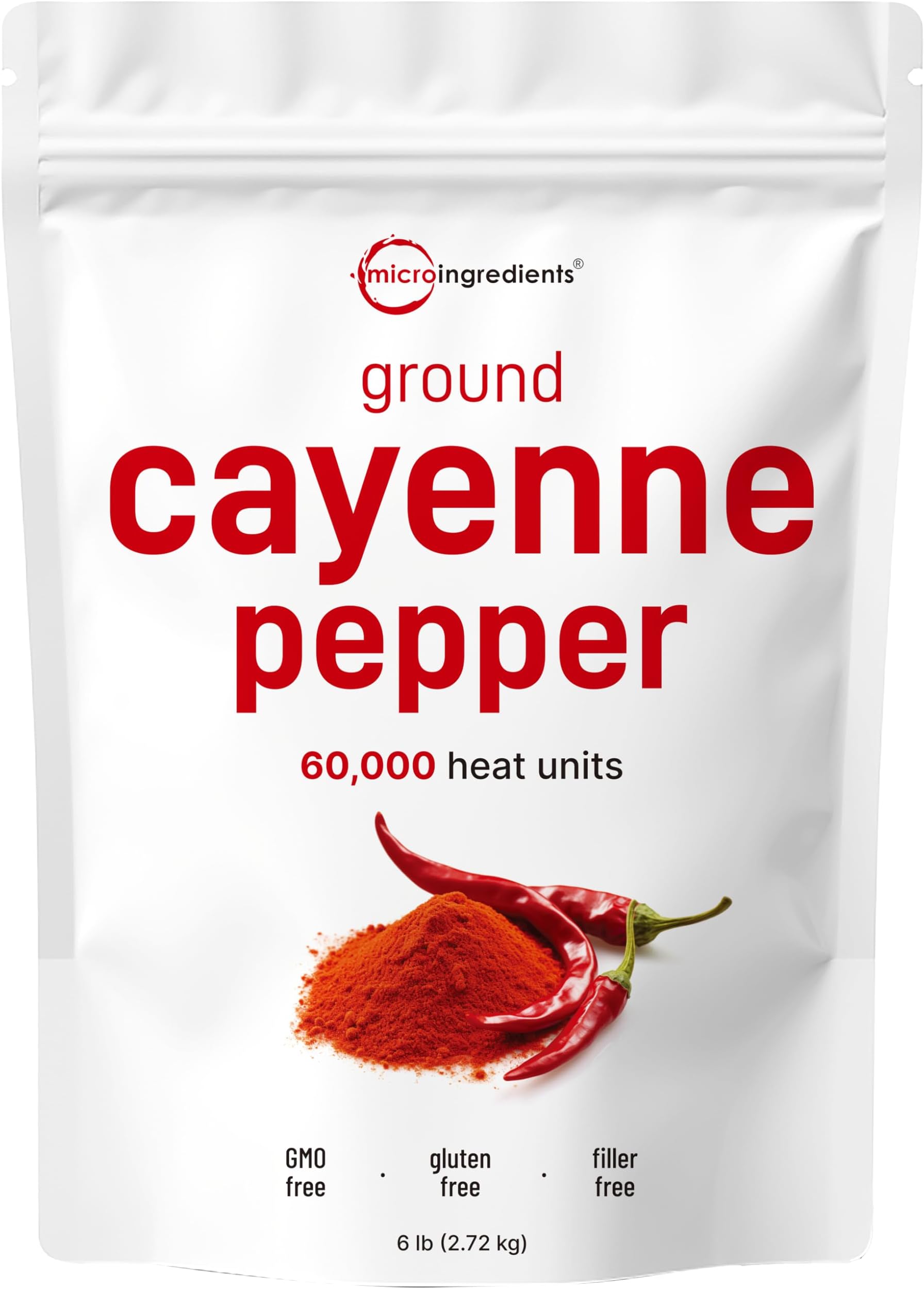 Micro Ingredients Ground Cayenne Pepper Powder, 6lbs (60,000 SHU Heat) | Premium Source for Spice & Seasoning | Garden Protection from Wildlife | Additive Free, Non-GMO, Bulk Supply