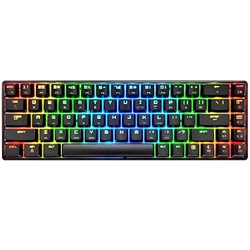 Mechanical Gaming Keyboard,68 Keys RGB Backlit Keyboard with 18 Kinds Backlit Modes,Metal Panel,Blue Switches,68Keys Anti-ghosting Wired Gaming Keyboard for PC/Mac Gamer, Typist, Tactile(Black RGB)
