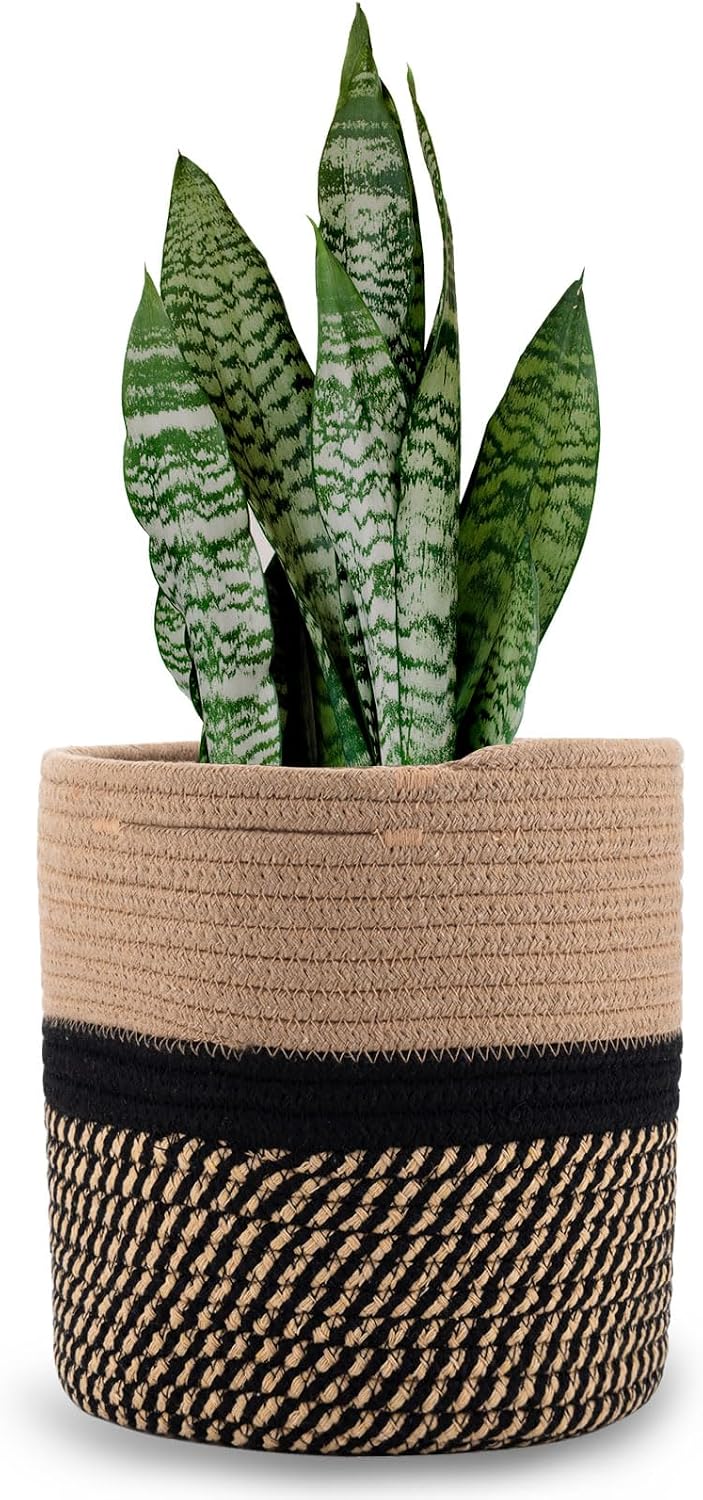 Woven Cotton Rope Plant Basket for 11" Flower Pot