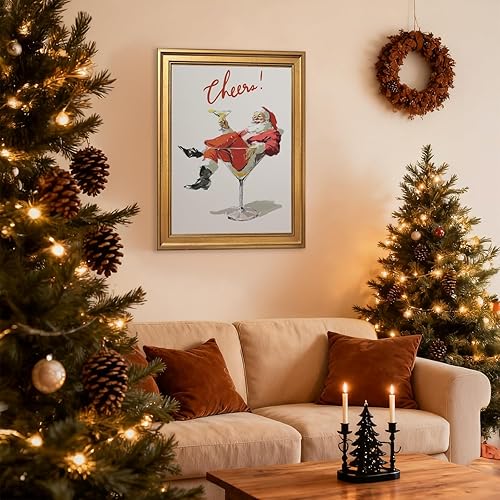 Miniatura 2 de Póster de cóctel con texto en inglés "Santa Claus Cheers", impresión en lienzo, pintura moderna, arte de pared moderno para decoración de pared de