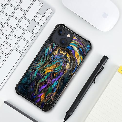 Vista 30 de Case for iPhone 15 Plus - Stained Glass Mosaic Fiesta Fun Case with Tempered Glass Back and Soft Silicone TPU Shock Protection