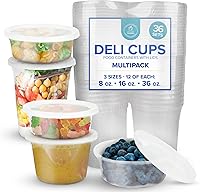 Vista 1 de Contenedores de delicatessen con tapas, recipientes de almacenamiento de alimentos, recipientes transparentes para congelador, paquete de 36