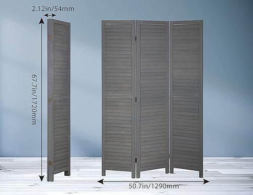Miniatura 7 de Divisor de habitación de 3 paneles divisores de madera de 507 pulgadas de ancho y pantallas plegables de privacidad pantalla de madera de 677
