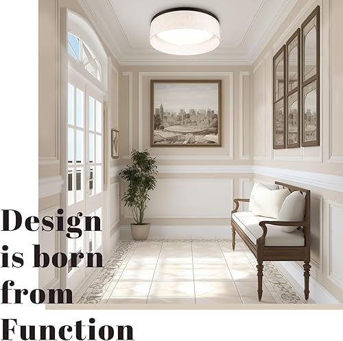 Miniatura 4 de Hamilyeah Lámpara LED de techo empotrada, 18 W, cerca del techo, lámpara redonda de granja de 12 pulgadas, montaje de techo para baño, dormitorio,