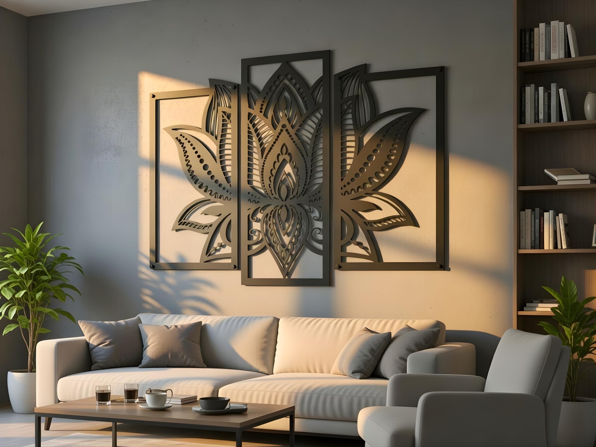 Vailla Fleur de Lotus Décoration Murale Salon Bois 3D – Chambre Bureau XXL