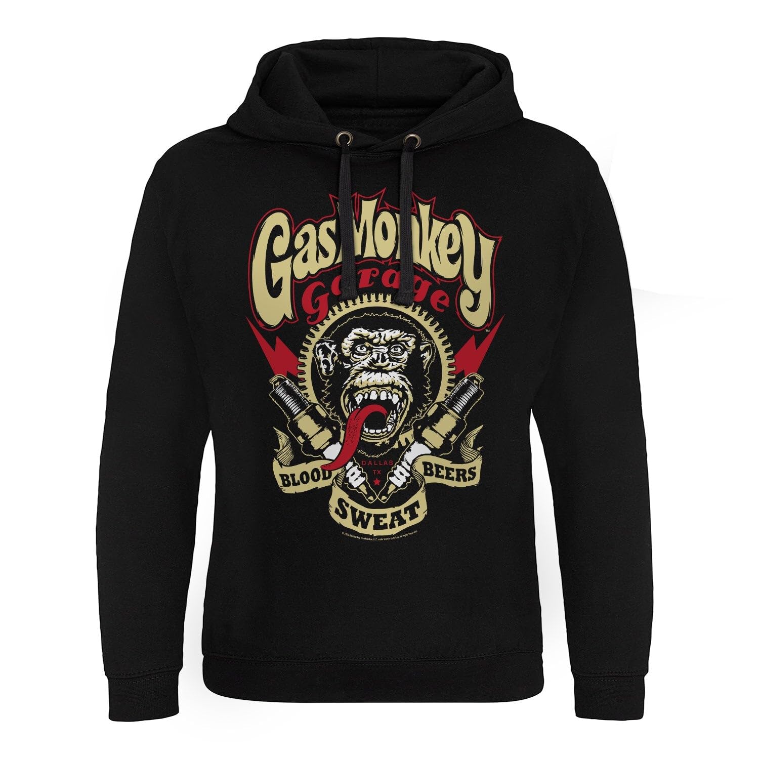 Gas Monkey Garage Officially Licensed Spark Plugs Epic Hoodie (Black), Medium