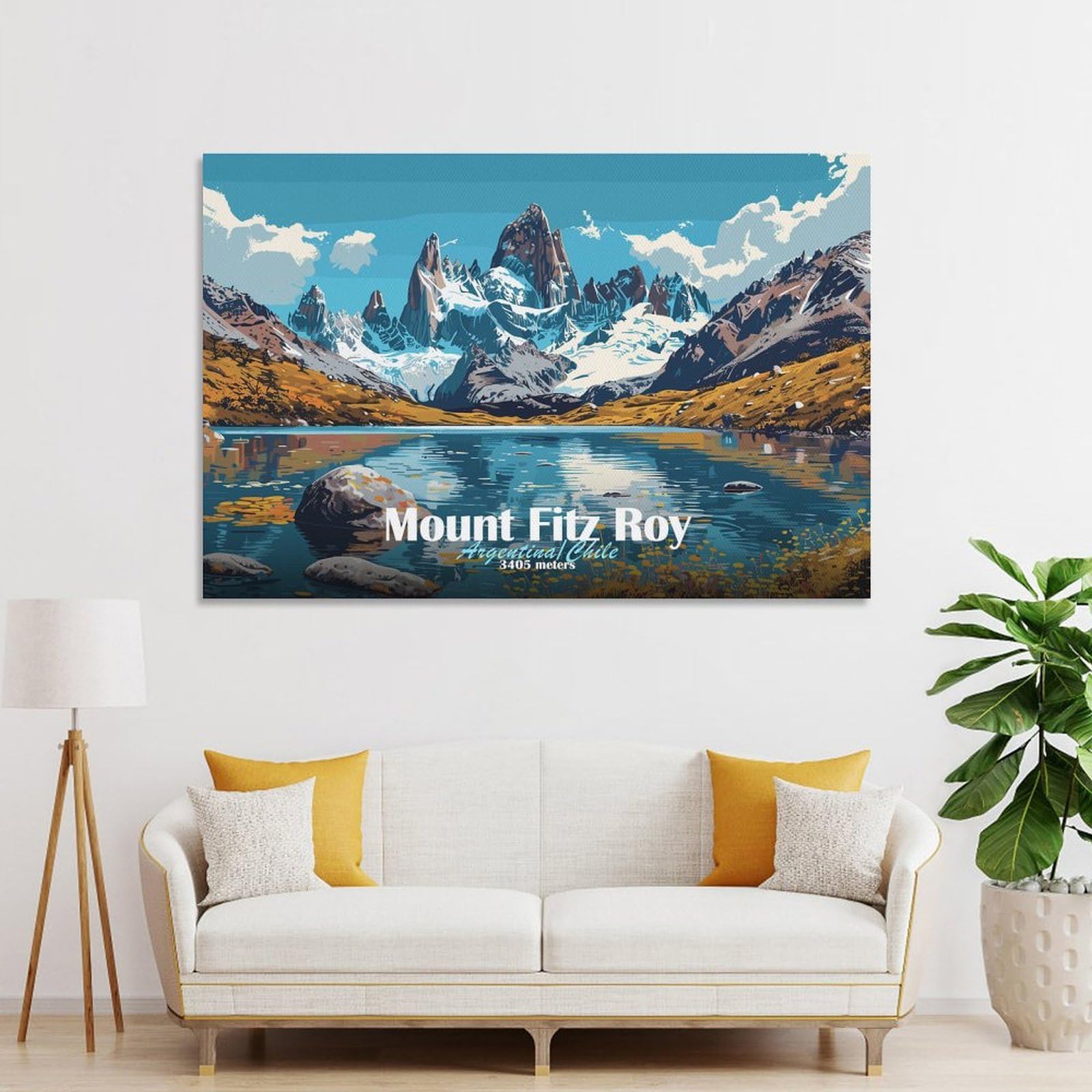 Junmoney Mount Fitz Roy Landscape Wall Decor Canvas Print, 24x36inch(60x90cm), for Living Room, Bedroom, Office Or Hallway, Stylish Home Artwork for Focal Walls