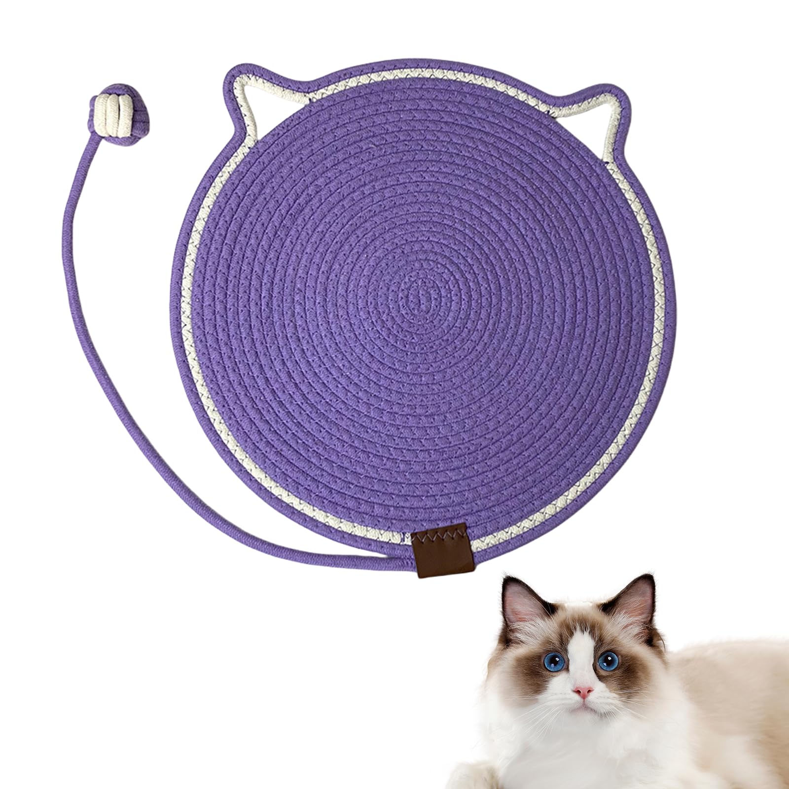 BROIEEN Celery Pets Dual Scratching Pad, Scratching Pads for Indoor Cats, Natural Cotton Rope Cat Scratching Pad Mat, Dual Scratching Pad for Catswith Cat Toy (purple,50cm)