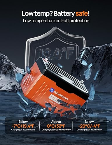 Miniatura 8 de ECO-WORTHY 12V 300Ah Batería de litio LiFePO4 Bluetooth con LEDs SOC, protección contra bajas temperaturas, 3840Wh, BMS de 200A hasta 15000 ciclos