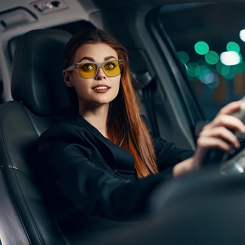 Vista 2 de FEISEDY Gafas de conducción de visión nocturna, antirreflejos, ajuste sobre gafas para hombres y mujeres, polarizadas nocturnas B0250