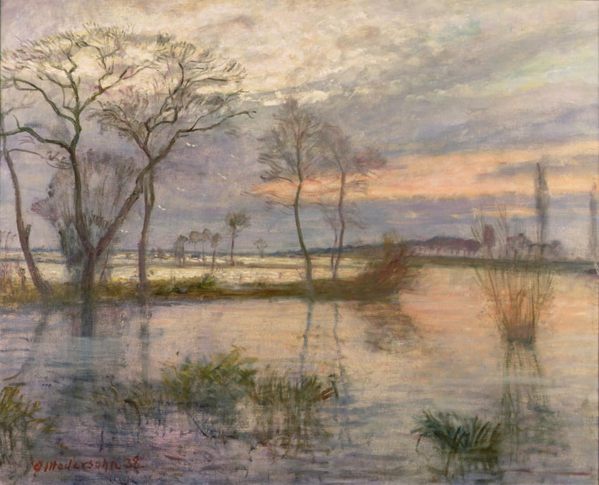 ARTXLXXBN Famous Print Painting Colorful Art Print Evening on the River Wumme by Otto Modersohn Canvas Art Decorations for Home Decor 60x90cm