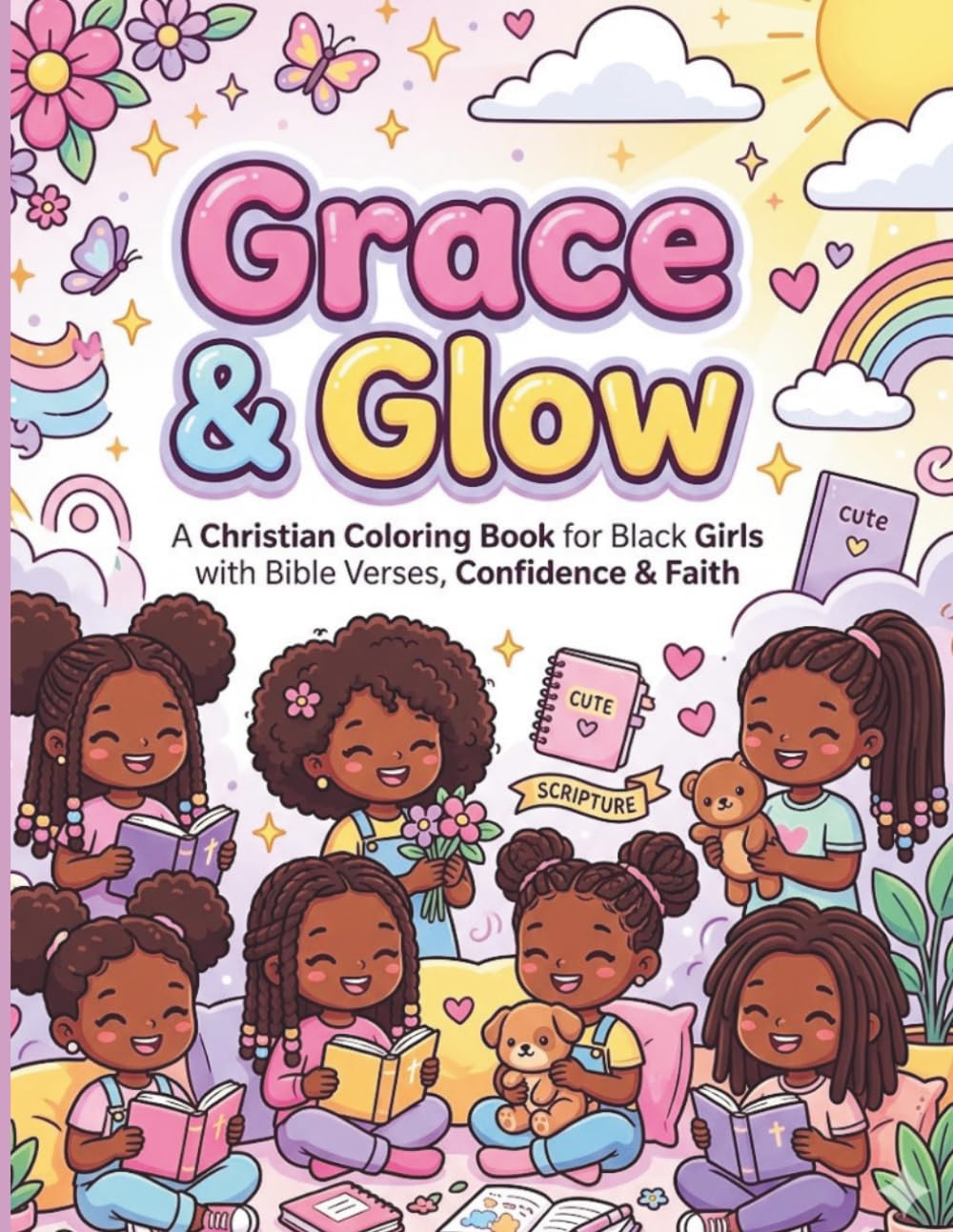 Grace & Glow: A Christian Coloring Book for Black Girls with Bible Verses, Confidence & Faith