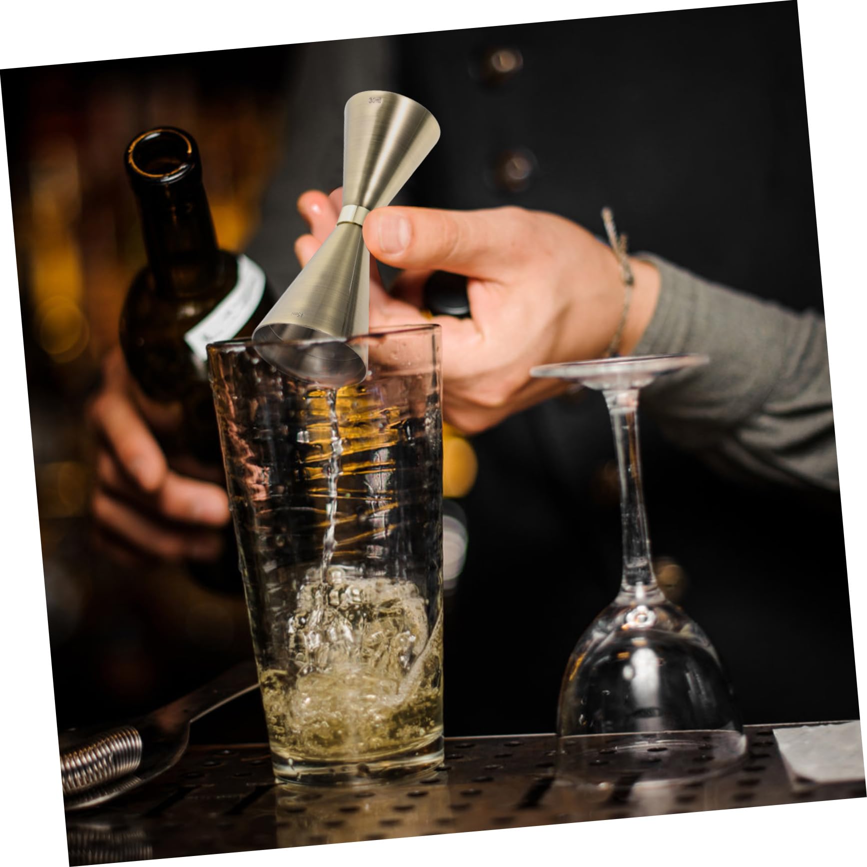 MAGICLULU 2pièces Tasse à Mesurer Acier Inoxydable pour Cocktails Jigger Bar Multifonctionnel Accessoire De Mixologie Et Réutilisable