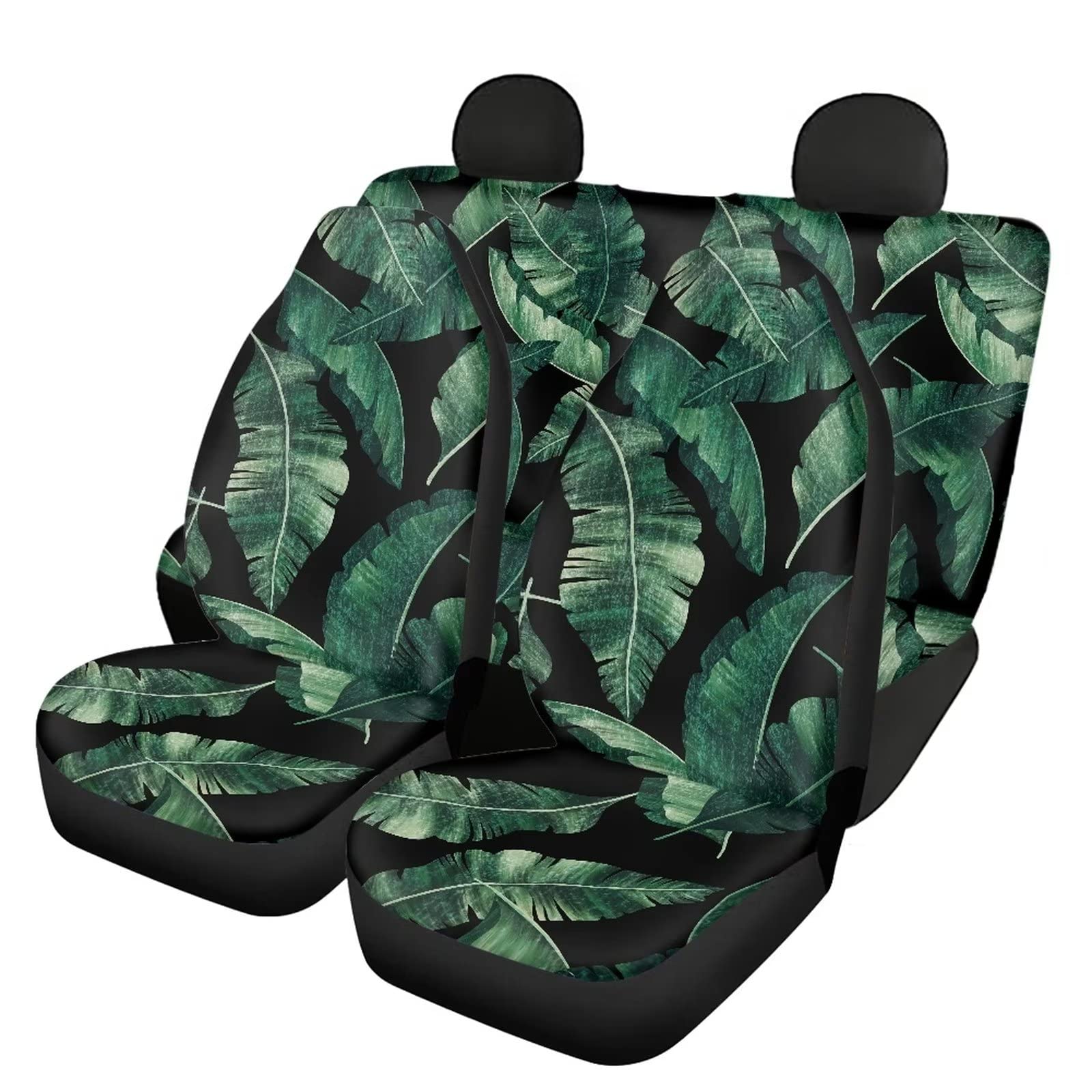 Modysero Banana Leaf Print Car Seat Cover Full Set for Men Women Breathable Soft Full Coverage Auto Seat Covers Custom Elastic Easy Install Car Accessories for Car SUV Truck