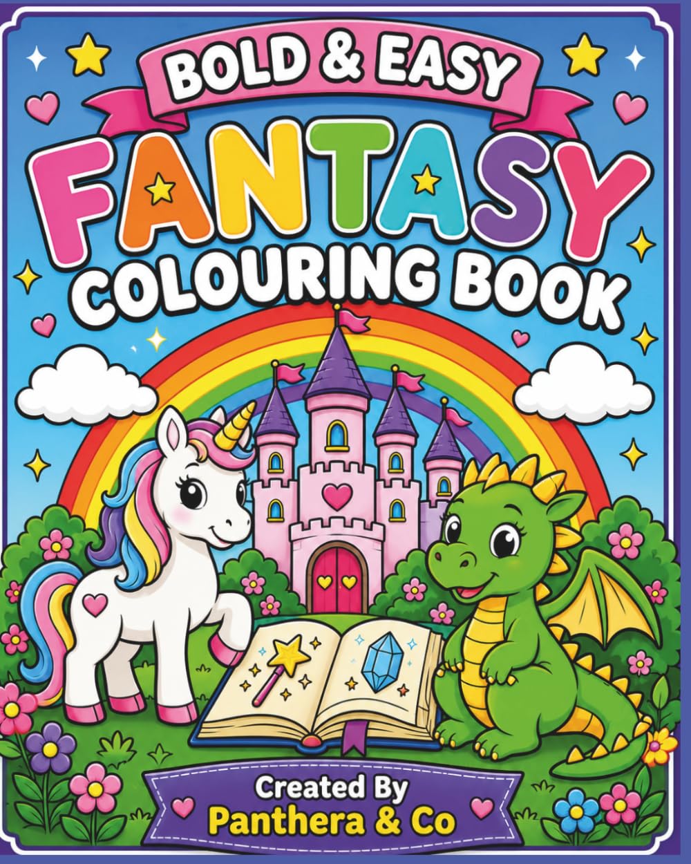 Bold & Easy Fantasy Colouring Book: Cute Unicorns, Dragons, Fairies, Castles and Magical Creatures for Relaxing Creative Fun (Bold & Easy Colouring Books)