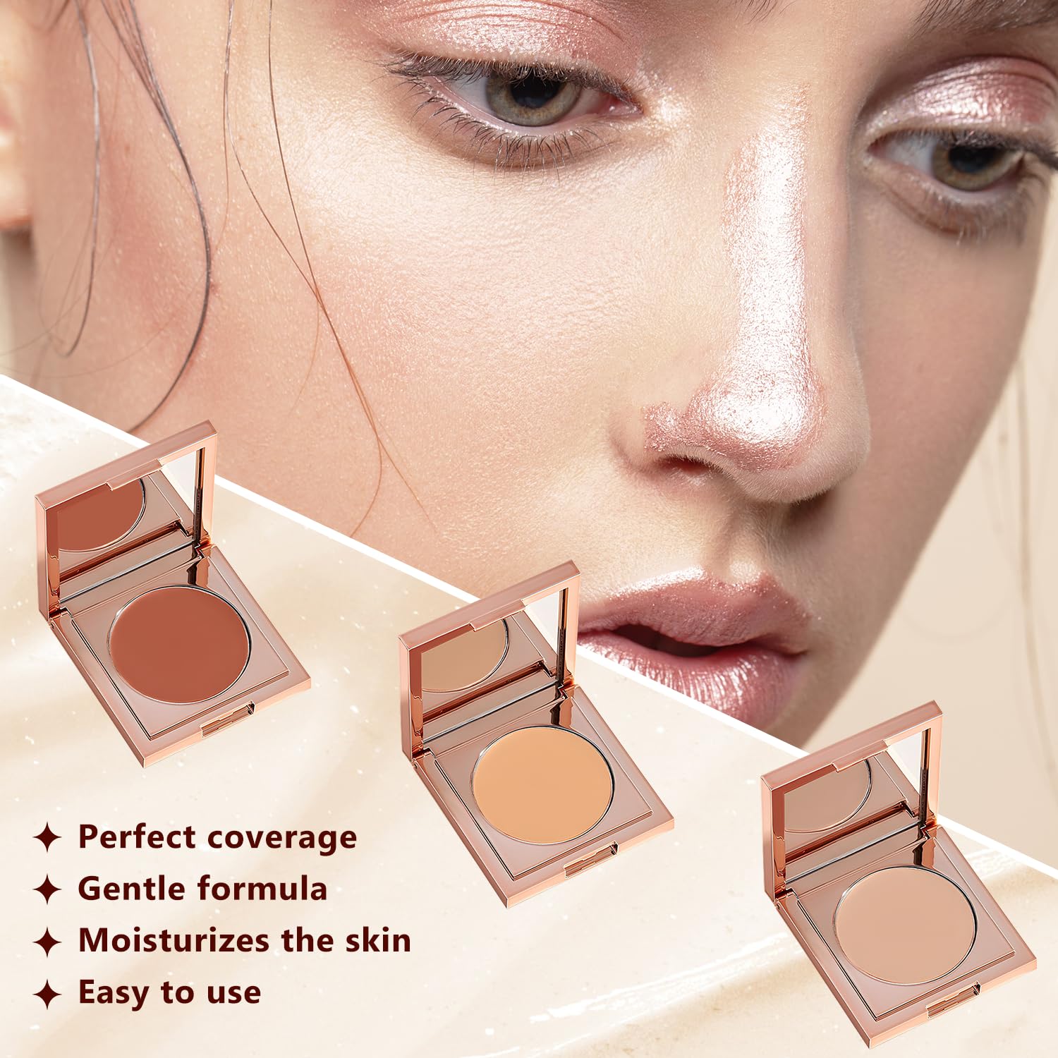 Colored Clay CC Undereye Corrector, Color Corrector for Dark Circles with Brush, CC Undereye Corrector, Conceal & Brighten Dark Circles, Under Eye Hydrating Concealer for Women (Light-Medium Peach) - Image 2