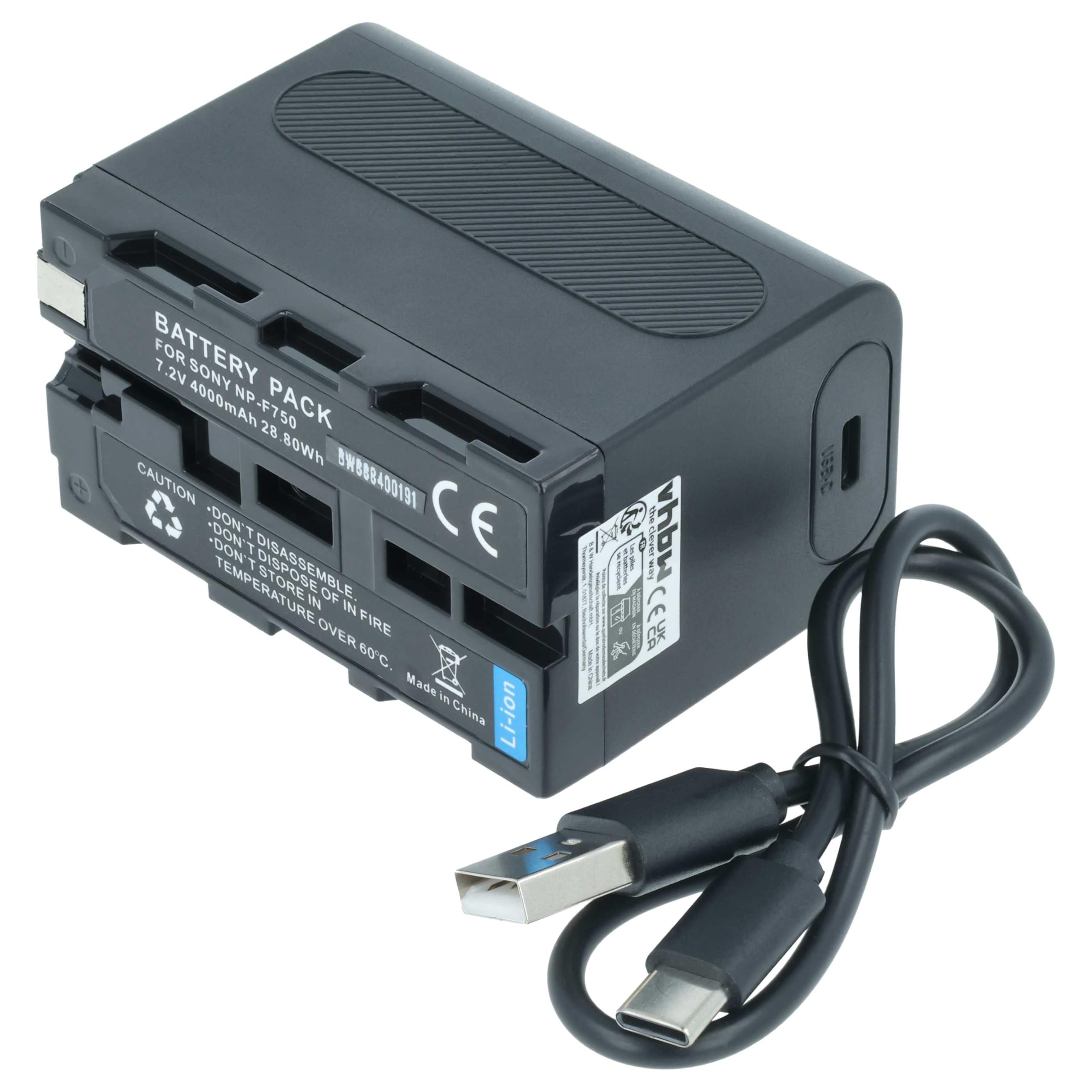 vhbw 2 x akumulator kompatybilny z aparatem Atomos Ninja 10-bit DTE Field Recorder (4000 mAh, 7,4 V, litowo-jonowy)