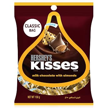 Hershey Kiss Milk Chocolate With Almond Pegpack 150g