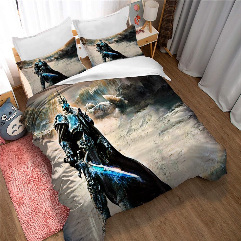 Ste-X World of Warcraft Lich King Duvet Cover Set Red Blue Includes 2 Pillowcases (200x200cm(Double),LK 05)