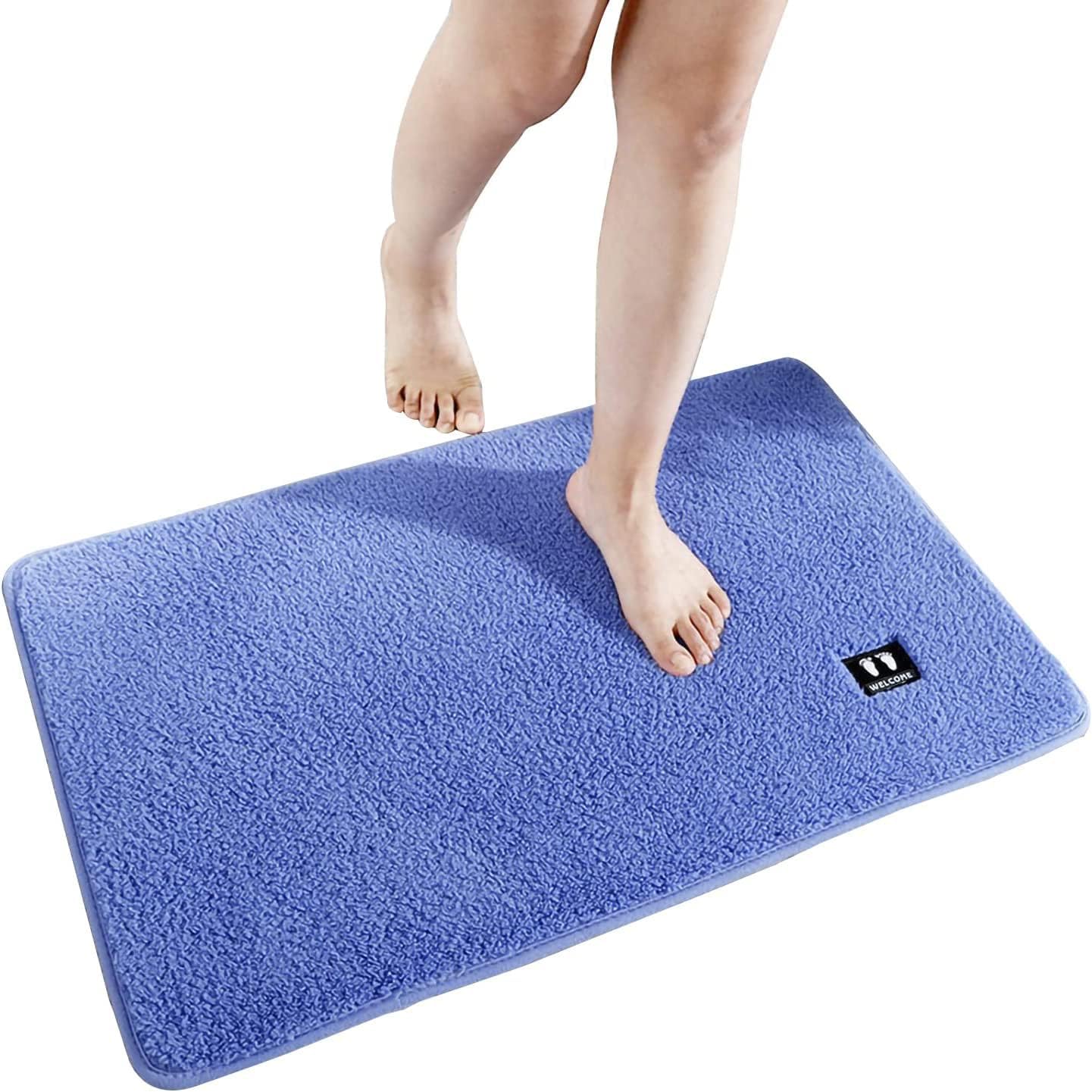 FAYBY Super Soft Microfiber Anti-Skid Bath Mat | Bath Mat, Door Mat, Floor Mat, Doormat, Bathroom Mat & Carpet | Super Absorbent Soft Carpet (60 x 40 cm) (Blue)