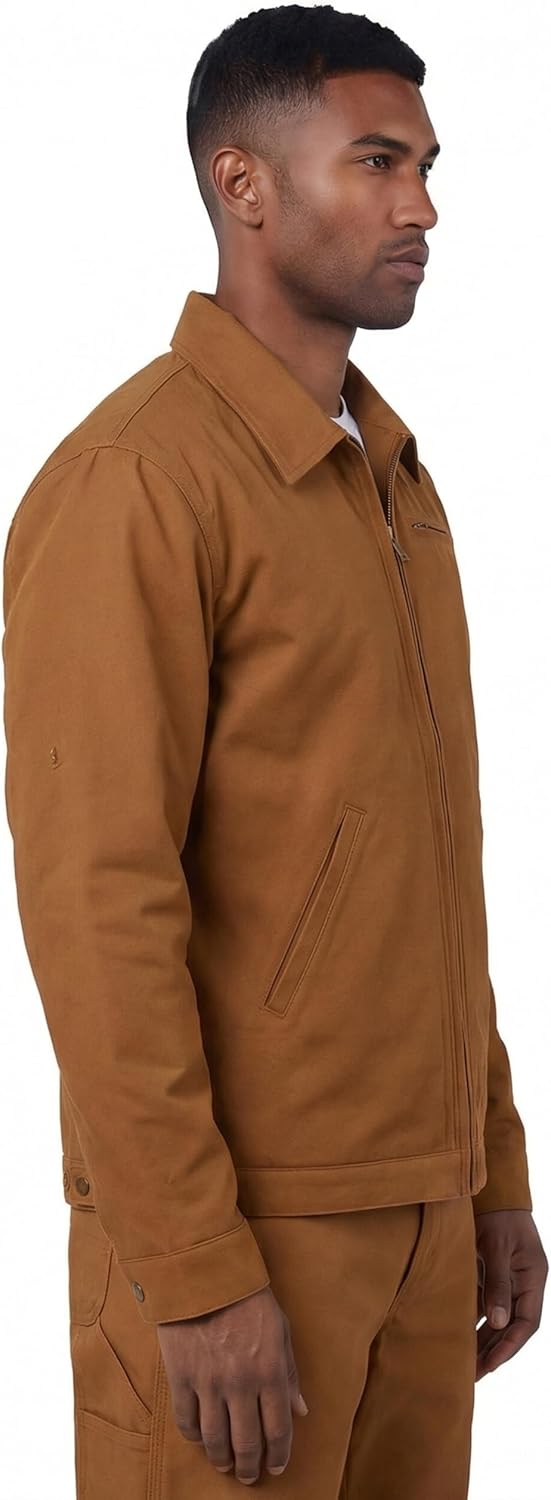 Men’s Relaxed Fit Work Utility Jacket – 100% Cotton Canvas, Multi-Pocket Durable Workwear for Construction