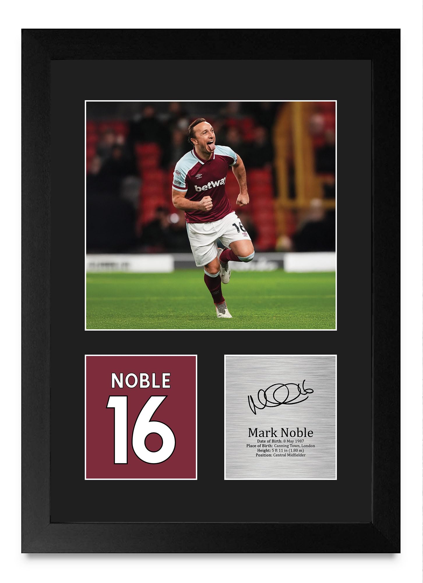 HWC Trading Mark Noble Gifts Printed Signed Autograph Picture for Football Fans and Supporters - A4 Portrait Framed