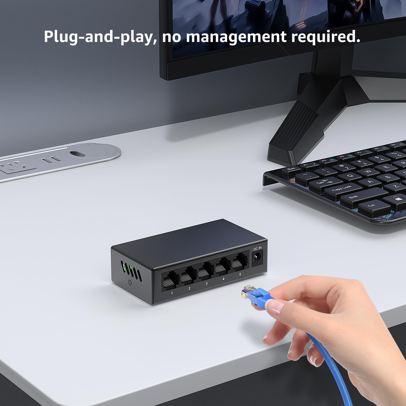 YuanLey Commutateur réseau Gigabit Ethernet 5 ports, Plug and Play, mini commutateur, taille compacte