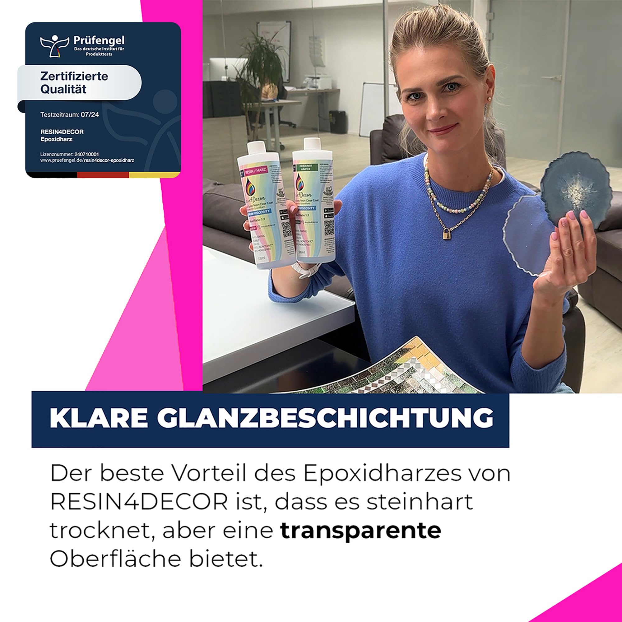 RESIN4DECOR 7560ml Epoxidharz Set [Kristallklar & Geruchlos] – 1:1 Gießharz für Schmuck, Kunst & Formenbau (Vergilbungsfrei & Ungiftig) – Transparentes Laminierharz mit 24h Aushärtungszeit