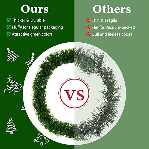 Miniatura 4 de Guirnalda de Navidad verde de 50 pies, guirnalda de pino artificial de Navidad para interiores y exteriores, guirnalda suave de PVC sintético recta