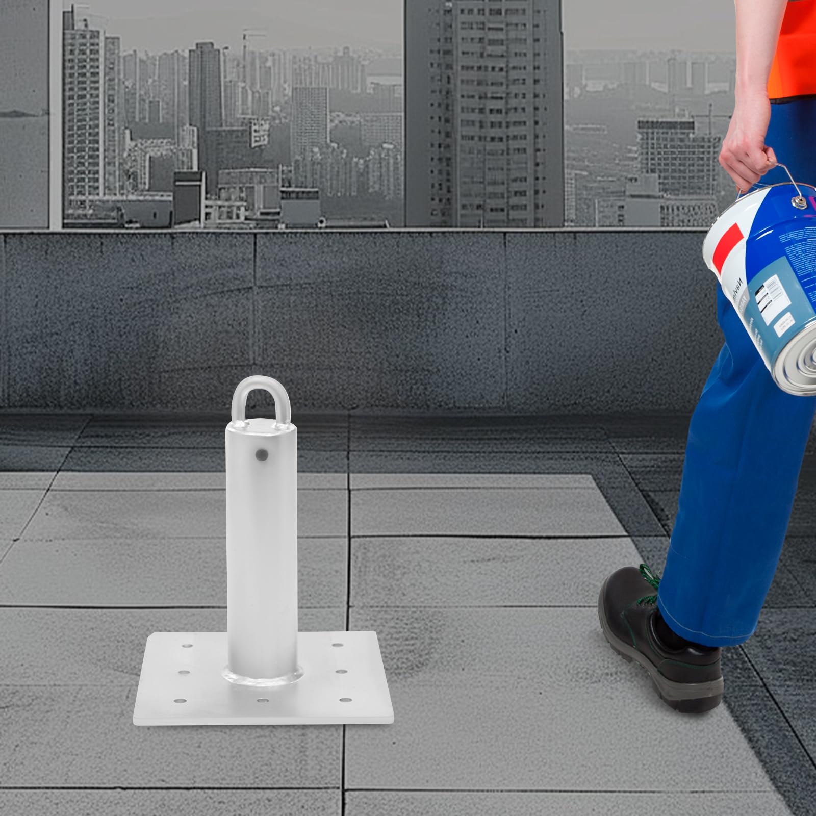 Anclaje de techo, hormigón, ancla, suelo, gran 2268 kg/5000 libras, 12 x 10 pulgadas, 8 agujeros, resistencia a la rotura con superficie galvanizada, resistente a la corrosión, estable