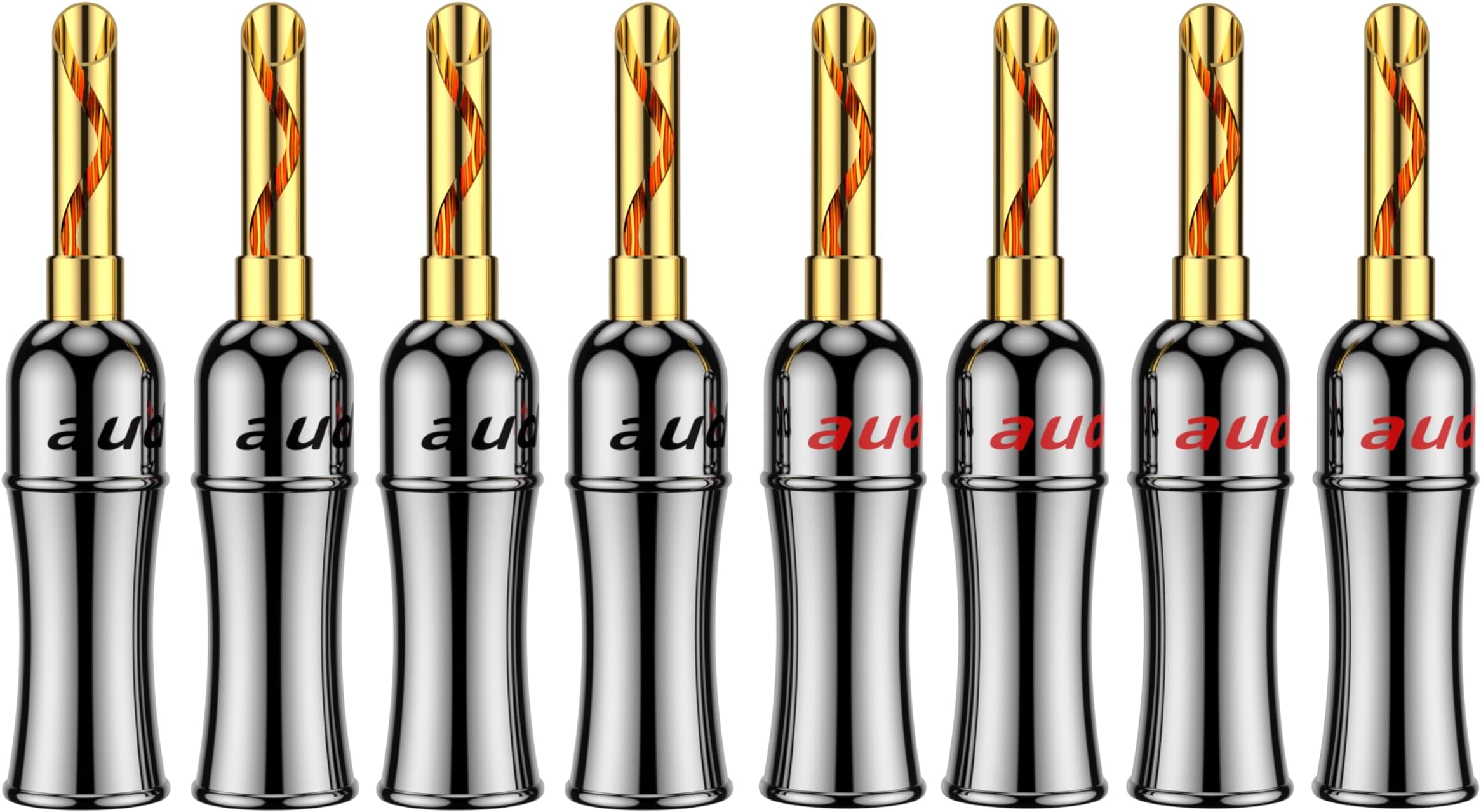 - Audiocrast HiFi Speaker Banana Plug Connectors Double Screws Gold BFA Banana Terminals with Heat Shrink Tube (8PCs) (BFA)