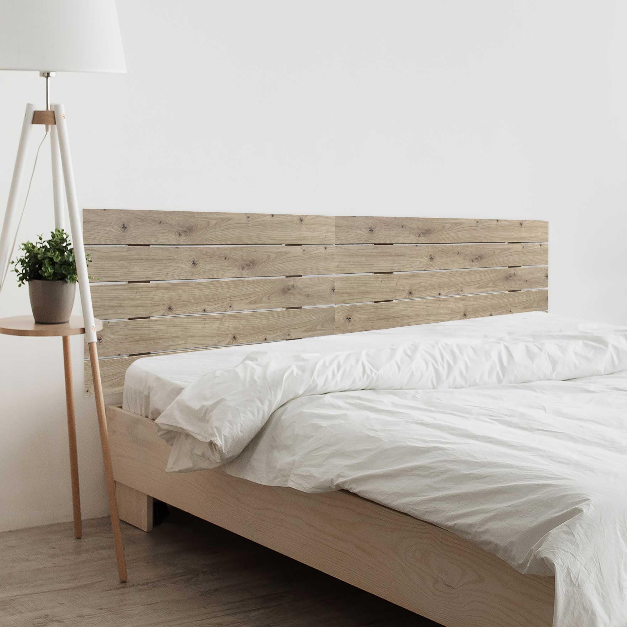 DHOME Cabecero de Madera reciclada DM Estilo Palet Horizontal Cama Palets Herrajes incluidos (190cm Dual, Roble)