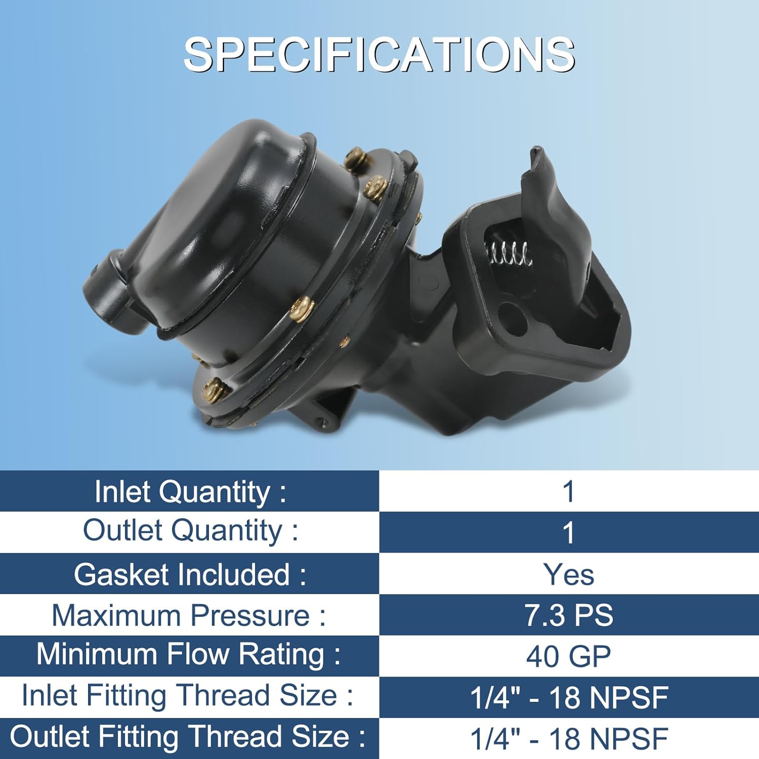 Mechanical Fuel Pump Compatible with Chevrolet 327, 409, 400, 348, 307, 305, 283, 267, 302, 350l, Replaces# M4891, 12355613, SP1321MP