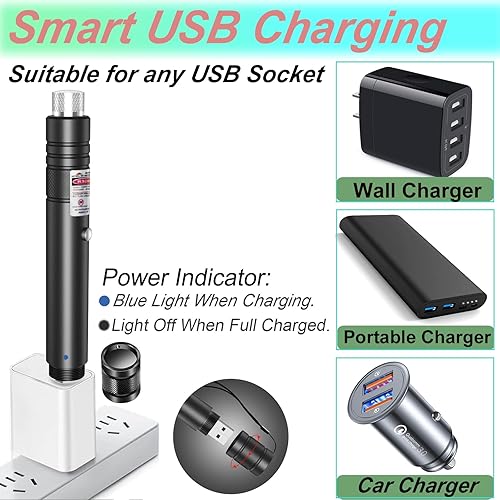 Miniatura 2 de MEUSNO Puntero láser, puntero láser de alta potencia, puntero láser rojo recargable de alta potencia para presentaciones al aire libre, gato, perro