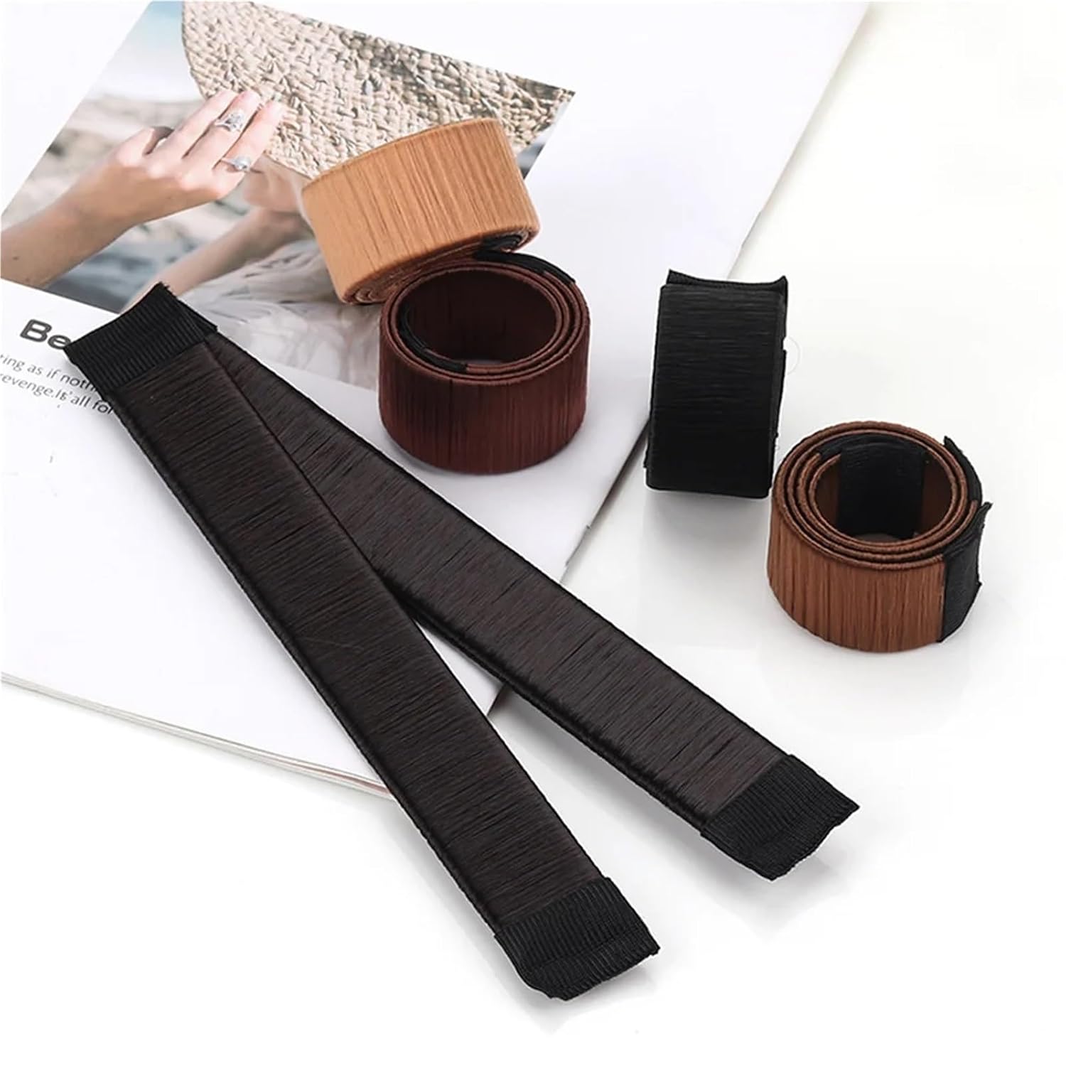 Hair Bun Maker 10pcs Hair Styling Braider Synthetic Wig Donut Women Twist DIY Hairbands Bun Maker Accessories For Women(Dark coffee)