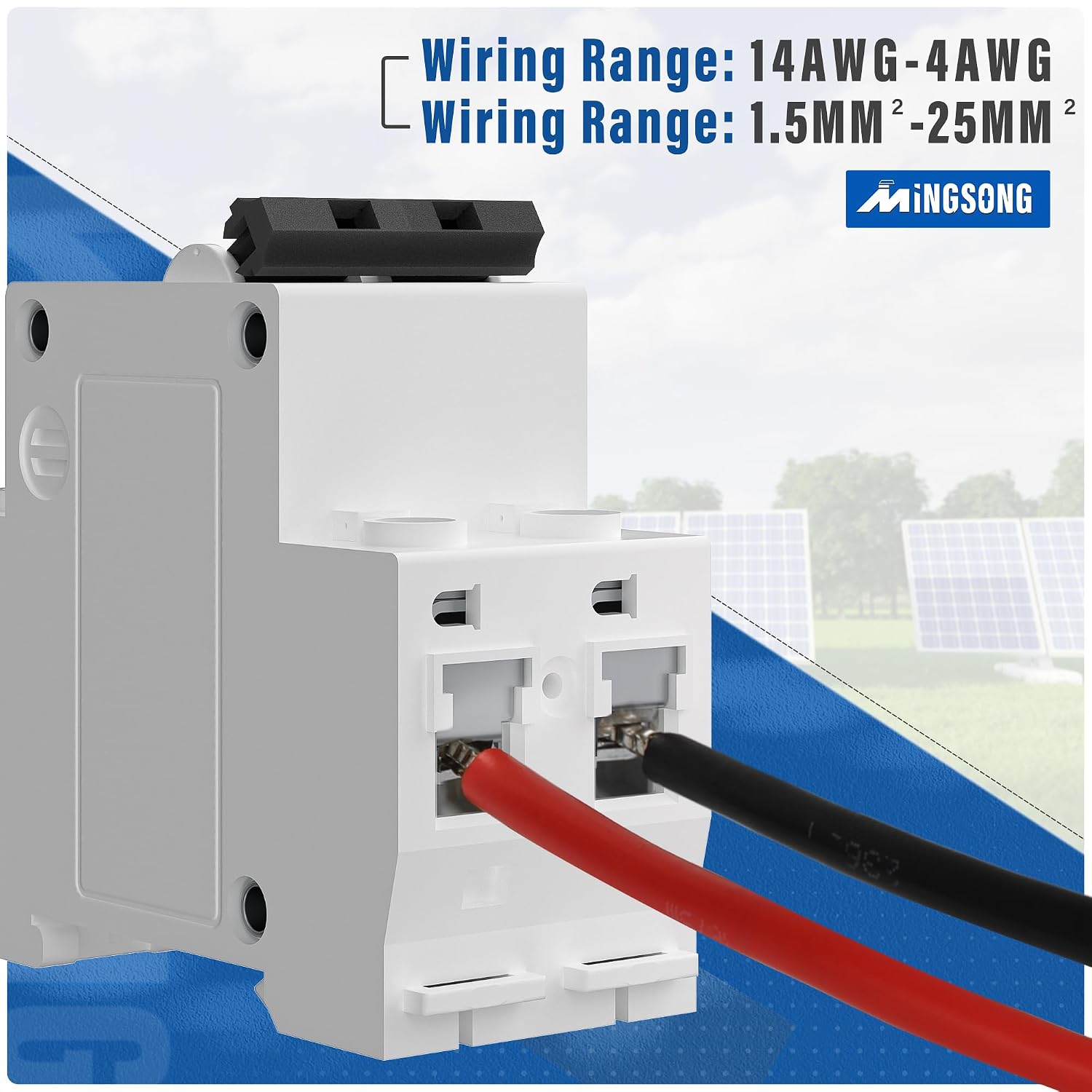 DC Solar Panels Disconnect Switch 32 Amp Solar Shut Off Switch 12V-400V 2 Poles Small Miniature Circuit Breaker for PV Homes, AC 110V DIN Rail MCB